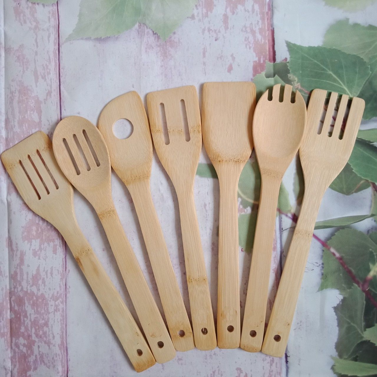 Bamboo cooking utensils 12 inch 7 piece