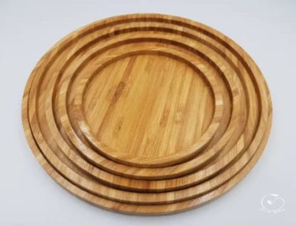 Bamboo wooden serving round trays