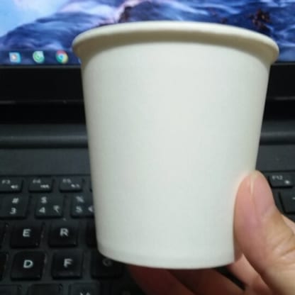 Disposable white paper cup