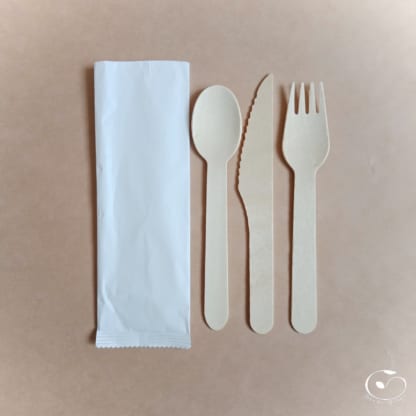 wooden cutlery in paper bag