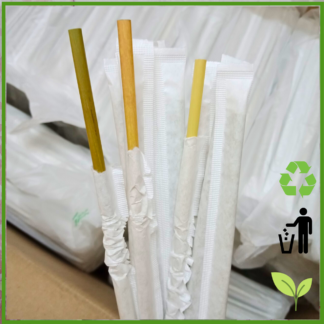 Paper wrapped grass drinking straws