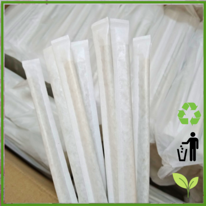 Paper wrapped grass drinking straws